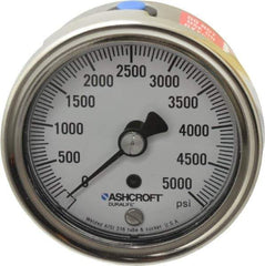 Ashcroft - 2-1/2" Dial, 1/4 Thread, 0-5,000 Scale Range, Pressure Gauge - Center Back Connection Mount, Accurate to 1% of Scale - Apex Tool & Supply