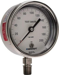 Ashcroft - 3" Dial, 1/4 Thread, 0-200 Scale Range, Pressure Gauge - Lower Connection Mount, Accurate to 0.5% of Scale - Apex Tool & Supply
