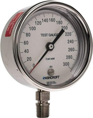 Ashcroft - 3" Dial, 1/4 Thread, 0-300 Scale Range, Pressure Gauge - Lower Connection Mount, Accurate to 0.5% of Scale - Apex Tool & Supply