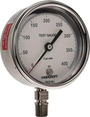 Ashcroft - 3" Dial, 1/4 Thread, 0-400 Scale Range, Pressure Gauge - Lower Connection Mount, Accurate to 0.5% of Scale - Apex Tool & Supply