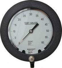 Ashcroft - 6" Dial, 1/4 Thread, 0-60 Scale Range, Pressure Gauge - Lower Connection Mount, Accurate to 0.25% of Scale - Apex Tool & Supply