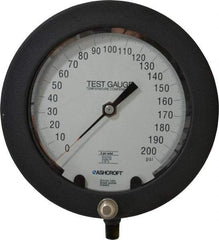 Ashcroft - 6" Dial, 1/4 Thread, 0-200 Scale Range, Pressure Gauge - Lower Connection Mount, Accurate to 0.25% of Scale - Apex Tool & Supply