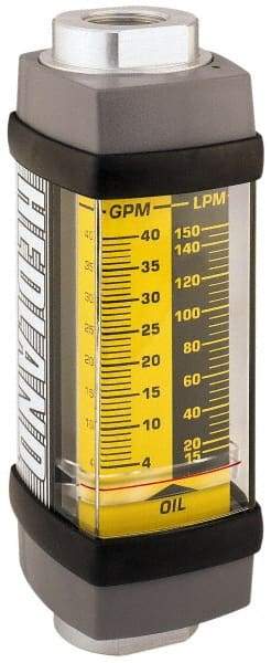 Hedland - 1-1/4" NPTF Port Oil & Petroleum-Based Liquid Flowmeter - 3000 Max psi, 5 to 50 GPM, Anodized Aluminum - Apex Tool & Supply
