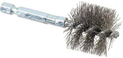 Schaefer Brush - 1 Inch Inside Diameter, 1-3/16 Inch Actual Brush Diameter, Carbon Steel, Power Fitting and Cleaning Brush - 1/4 Shank Diameter, 3-1/8 Inch Long, Hex Shaft Stem, 1-1/8 Inch Refrigeration Outside Diameter - Apex Tool & Supply