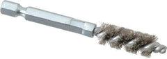 Schaefer Brush - 1/4 Inch Inside Diameter, 7/16 Inch Actual Brush Diameter, Stainless Steel, Power Fitting and Cleaning Brush - 1/4 Shank Diameter, 3-1/8 Inch Long, Hex Shaft Stem, 3/8 Inch Refrigeration Outside Diameter - Apex Tool & Supply