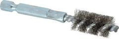 Schaefer Brush - 3/8 Inch Inside Diameter, 9/16 Inch Actual Brush Diameter, Stainless Steel, Power Fitting and Cleaning Brush - 1/4 Shank Diameter, 3-1/8 Inch Long, Hex Shaft Stem, 1/2 Inch Refrigeration Outside Diameter - Apex Tool & Supply