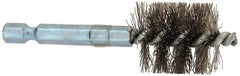 Schaefer Brush - 3/4 Inch Inside Diameter, 15/16 Inch Actual Brush Diameter, Stainless Steel, Power Fitting and Cleaning Brush - 1/4 Shank Diameter, 3-1/8 Inch Long, Hex Shaft Stem, 7/8 Inch Refrigeration Outside Diameter - Apex Tool & Supply