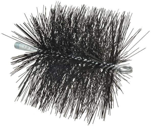 Schaefer Brush - 6", Square, Tempered Steel Wire Chimney Brush - 1/4" NPSM Male Connection - Apex Tool & Supply