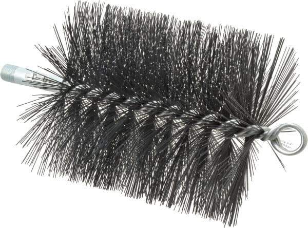 Schaefer Brush - 5" Diam Round, Tempered Steel Wire Chimney Brush - 1/4" NPSM Male Connection - Apex Tool & Supply