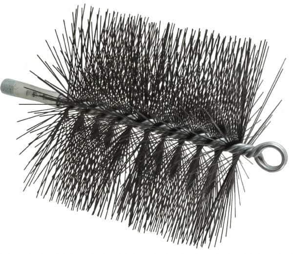 Schaefer Brush - 6" Diam Round, Tempered Steel Wire Chimney Brush - 1/4" NPSM Male Connection - Apex Tool & Supply