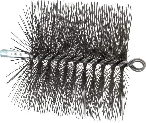 Schaefer Brush - 7" Diam Round, Tempered Steel Wire Chimney Brush - 1/4" NPSM Male Connection - Apex Tool & Supply
