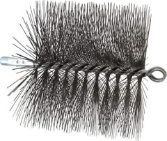 Schaefer Brush - 7" Diam Round, Tempered Steel Wire Chimney Brush - 1/4" NPSM Male Connection - Apex Tool & Supply