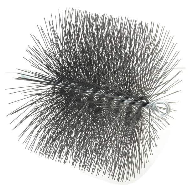 Schaefer Brush - 8" Diam Round, Tempered Steel Wire Chimney Brush - 1/4" NPSM Male Connection - Apex Tool & Supply