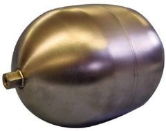 Made in USA - 5" Diam x 7" Long, Oblong, Hex Spud Connection, Metal Float - 5/16-18 Thread, Stainless Steel, 150 Max psi, 18 Gauge - Apex Tool & Supply