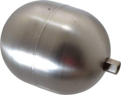 Made in USA - 4" Diam x 5" Long, Oblong, Hex Spud Connection, Metal Float - 1/4-20 Thread, Stainless Steel, 200 Max psi, 25 Gauge - Apex Tool & Supply