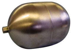 Made in USA - 6" Diam x 10" Long, Oblong, Hex Spud Connection, Metal Float - 3/8-16 Thread, Stainless Steel, 150 Max psi, 19 Gauge - Apex Tool & Supply
