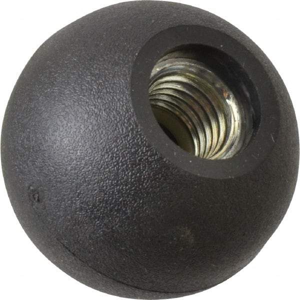 Gibraltar - 5/8-11 Thread, 1-7/8" Diam, 1-3/4" High, Female Insert Ball Knob - Black, Thermoplastic, Ball Grip, 0.55" Hole Depth - Apex Tool & Supply