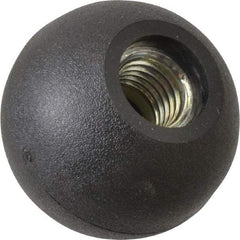 Gibraltar - 5/8-11 Thread, 1-7/8" Diam, 1-3/4" High, Female Insert Ball Knob - Black, Thermoplastic, Ball Grip, 0.55" Hole Depth - Apex Tool & Supply