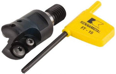 Kennametal - 25.4mm Cutting Diam, 1" Max Depth of Cut, Modular Connection Indexable Copy End Mill - 2 Inserts, RDHX 12T3M0S Insert, KDM Toolholder - Apex Tool & Supply
