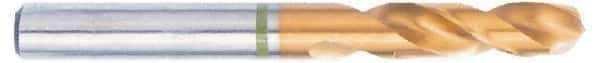 Accupro - 7/32" 130° Spiral Flute Cobalt Screw Machine Drill Bit - TiN Finish, Right Hand Cut, 28mm Flute Length, 66mm OAL, Split Point, Straight Shank - Apex Tool & Supply