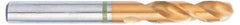Accupro - 7/32" 130° Spiral Flute Cobalt Screw Machine Drill Bit - TiN Finish, Right Hand Cut, 28mm Flute Length, 66mm OAL, Split Point, Straight Shank - Apex Tool & Supply
