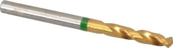 Accupro - #17 130° Spiral Flute Cobalt Screw Machine Drill Bit - TiN Finish, Right Hand Cut, 24mm Flute Length, 58mm OAL, Split Point, Straight Shank - Apex Tool & Supply