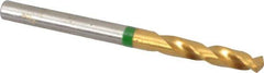 Accupro - #17 130° Spiral Flute Cobalt Screw Machine Drill Bit - TiN Finish, Right Hand Cut, 24mm Flute Length, 58mm OAL, Split Point, Straight Shank - Apex Tool & Supply