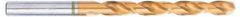Accupro - 13/32", 130° Point, Spiral Flute, Vanadium High Speed Steel Taper Length Drill Bit - TiN Finish, 121mm Flute Length, 184mm OAL - Apex Tool & Supply