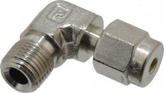 Parker - 1/8" OD, Stainless Steel Male Elbow - -425 to 1,200°F, 7/16" Hex, Comp x MNPT Ends - Apex Tool & Supply