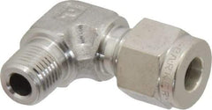 Parker - 1/4" OD, Stainless Steel Male Elbow - -425 to 1,200°F, 1/2" Hex, Comp x MNPT Ends - Apex Tool & Supply