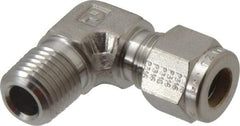 Parker - 5/16" OD, Stainless Steel Male Elbow - -425 to 1,200°F, 5/8" Hex, Comp x MNPT Ends - Apex Tool & Supply