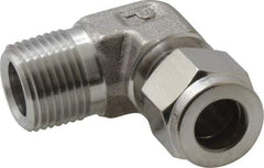 Parker - 3/8" OD, Stainless Steel Male Elbow - -425 to 1,200°F, 3/4" Hex, Comp x MNPT Ends - Apex Tool & Supply