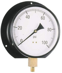 Value Collection - 6" Dial, 1/4 Thread, 0-30 Scale Range, Pressure Gauge - Lower Connection, Rear Flange Connection Mount, Accurate to 3-2-3% of Scale - Apex Tool & Supply