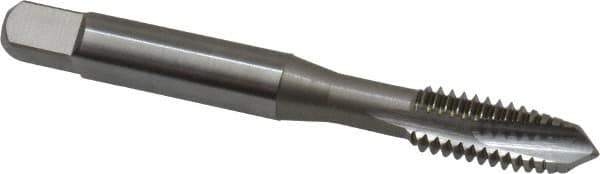 OSG - 5/16-18 UNC, 3 Flute, Bright Finish, Vanadium High Speed Steel Spiral Point Tap - Plug Chamfer, Right Hand Thread, 2-23/32" OAL, 1-1/8" Thread Length, 0.318" Shank Diam, 3B Class of Fit - Exact Industrial Supply