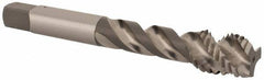 OSG - M12x1.75 Metric Coarse 3 Flute 6H Modified Bottoming Spiral Flute Tap - Vanadium High Speed Steel, Bright Finish, 3-3/8" OAL, Right Hand Flute, Right Hand Thread, D6 - Apex Tool & Supply