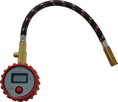 Value Collection - 0 to 100 psi Digital Tire Pressure Gauge - CR2032 Lithium Battery, 9' Hose Length, 0.5 psi Resolution - Apex Tool & Supply