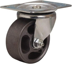 Hamilton - 3" Diam x 1-1/4" Wide x 3-3/4" OAH Top Plate Mount Swivel Caster - Cast Iron, 250 Lb Capacity, Straight Roller Bearing, 3-1/8 x 4-1/8" Plate - Apex Tool & Supply