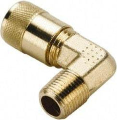 Parker - 1/8-27 Male Pipe, 500 Max psi, 1/4" Tube OD, Forged Male Elbow Access Valve - Brass - Apex Tool & Supply