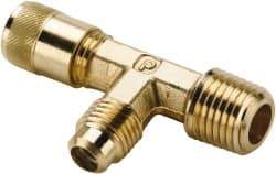 Parker - 1/8-27 Male Pipe, 500 Max psi, 1/4" Tube OD, Forged Male Run Tee Access Valve - Brass - Apex Tool & Supply