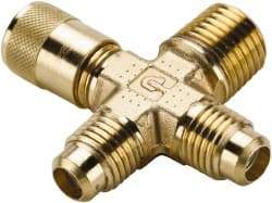 Parker - 1/4-18 Male Pipe, 500 Max psi, 5/16" Tube OD, Forged Male Cross Access Valve - Brass - Apex Tool & Supply
