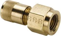 Parker - 500 Max psi, 1/4 Tube OD, Female Flare Connector Access Valve - Brass - Apex Tool & Supply