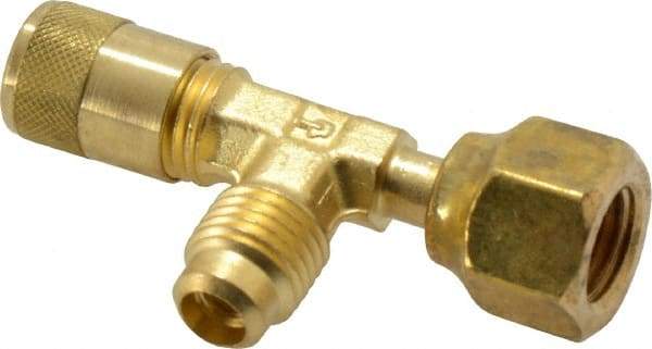 Parker - 500 Max psi, 1/4 Tube OD, Forged Flared Female Run Swivel Tee Access Valve - Brass - Apex Tool & Supply
