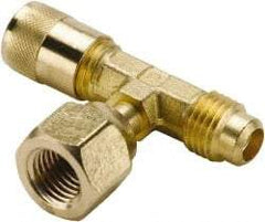 Parker - 500 Max psi, 1/4 Tube OD, Forged Flare Female Branch Tee Access Valve - Brass - Apex Tool & Supply