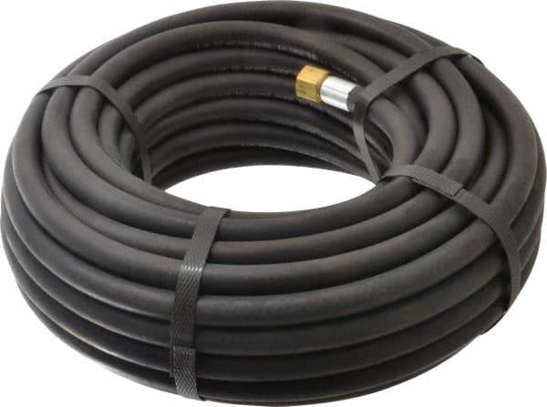 Alliance Hose & Rubber - 1/4" ID x 1/2" OD 50' Long Multipurpose Air Hose - MNPT x FNPT(Swivel) Ends, 200 Working psi, -40 to 190°F, 1/4" Fitting, Black - Apex Tool & Supply