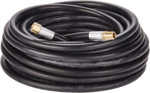 Alliance Hose & Rubber - 1/4" ID x 9/16" OD 50' Long Multipurpose Air Hose - MNPT x FNPT(Swivel) Ends, 300 Working psi, -40 to 190°F, 1/4" Fitting, Black - Apex Tool & Supply