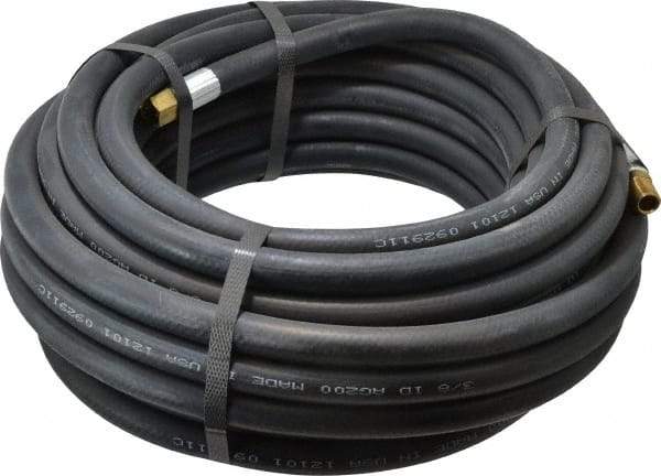Alliance Hose & Rubber - 3/8" ID x 23/32" OD 50' Long Multipurpose Air Hose - MNPT x FNPT(Swivel) Ends, 200 Working psi, -40 to 190°F, 1/4" Fitting, Black - Apex Tool & Supply