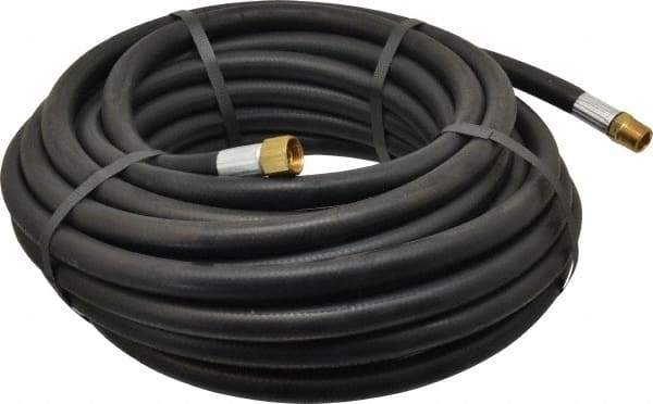 Alliance Hose & Rubber - 3/8" ID x 23/32" OD 50' Long Multipurpose Air Hose - MNPT x FNPT(Swivel) Ends, 300 Working psi, -40 to 190°F, 3/8" Fitting, Black - Apex Tool & Supply