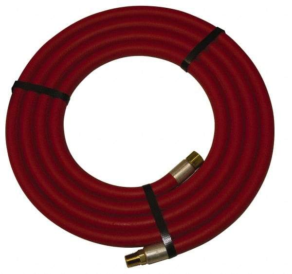 Alliance Hose & Rubber - 1" ID x 1-25/64" OD 10' Long Multipurpose Air Hose - MNPT x FNPT(Swivel) Ends, 300 Working psi, -40 to 190°F, 1" Fitting, Red - Apex Tool & Supply