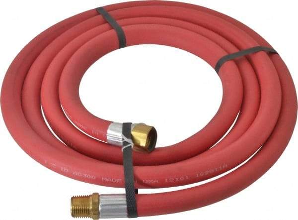 Alliance Hose & Rubber - 1/2" ID x 27/32" OD 10' Long Multipurpose Air Hose - MNPT x FNPT(Swivel) Ends, 300 Working psi, -40 to 190°F, 1/2" Fitting, Red - Apex Tool & Supply