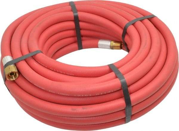 Alliance Hose & Rubber - 3/8" ID x 23/32" OD 50' Long Multipurpose Air Hose - MNPT x FNPT(Swivel) Ends, 300 Working psi, -40 to 190°F, 3/8" Fitting, Red - Apex Tool & Supply